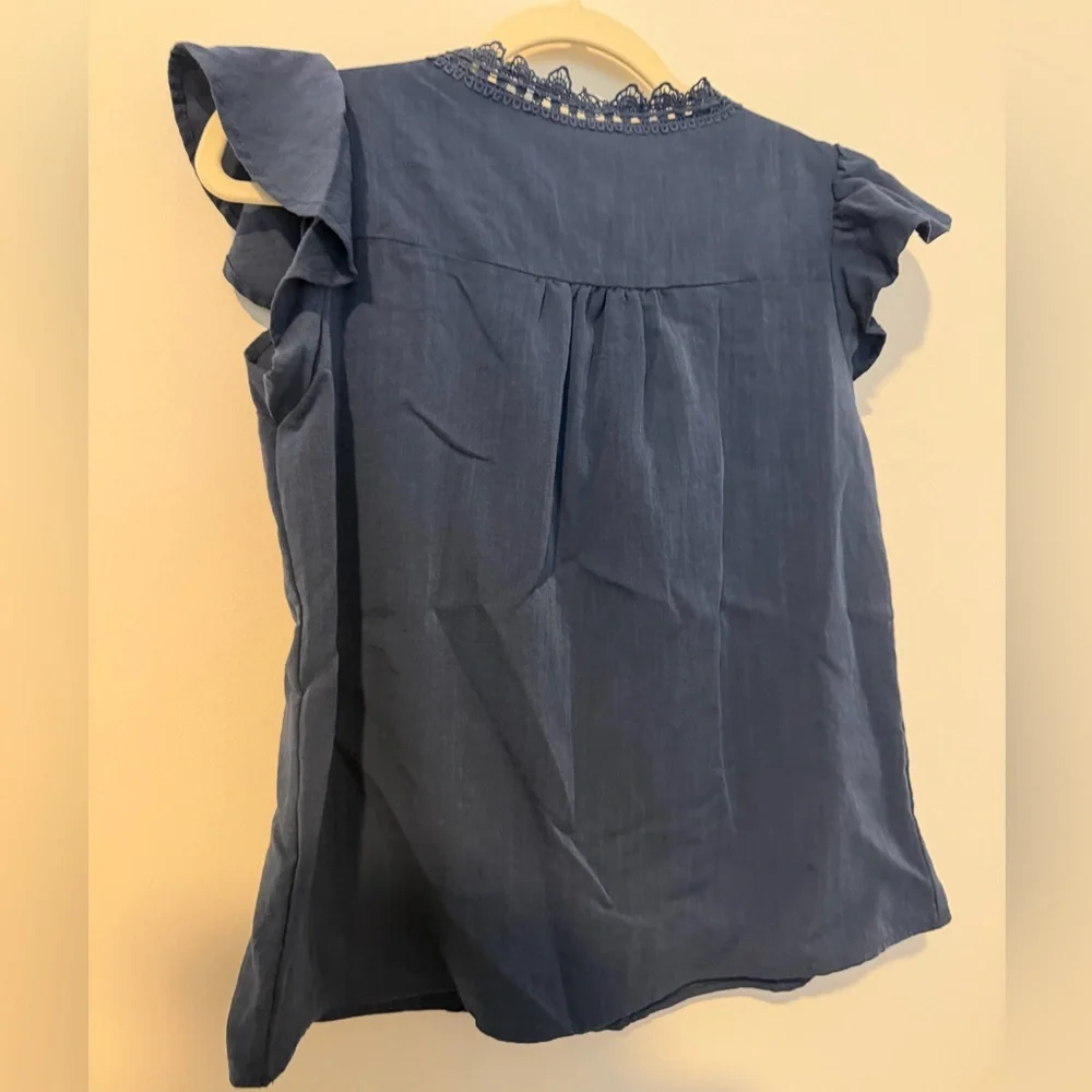 Navy Ruffle Blouse - Picture 2 of 2